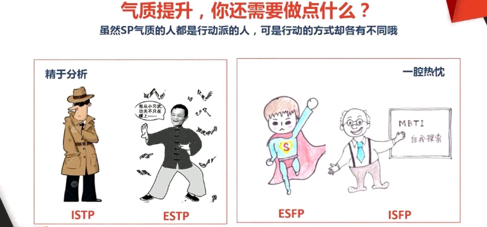 雖然SP氣質的人都是行動派的人,可是行動的方式卻各有不同哦 雖然SP氣質的人都是行動派的人,可是行動的方式卻各有不同哦