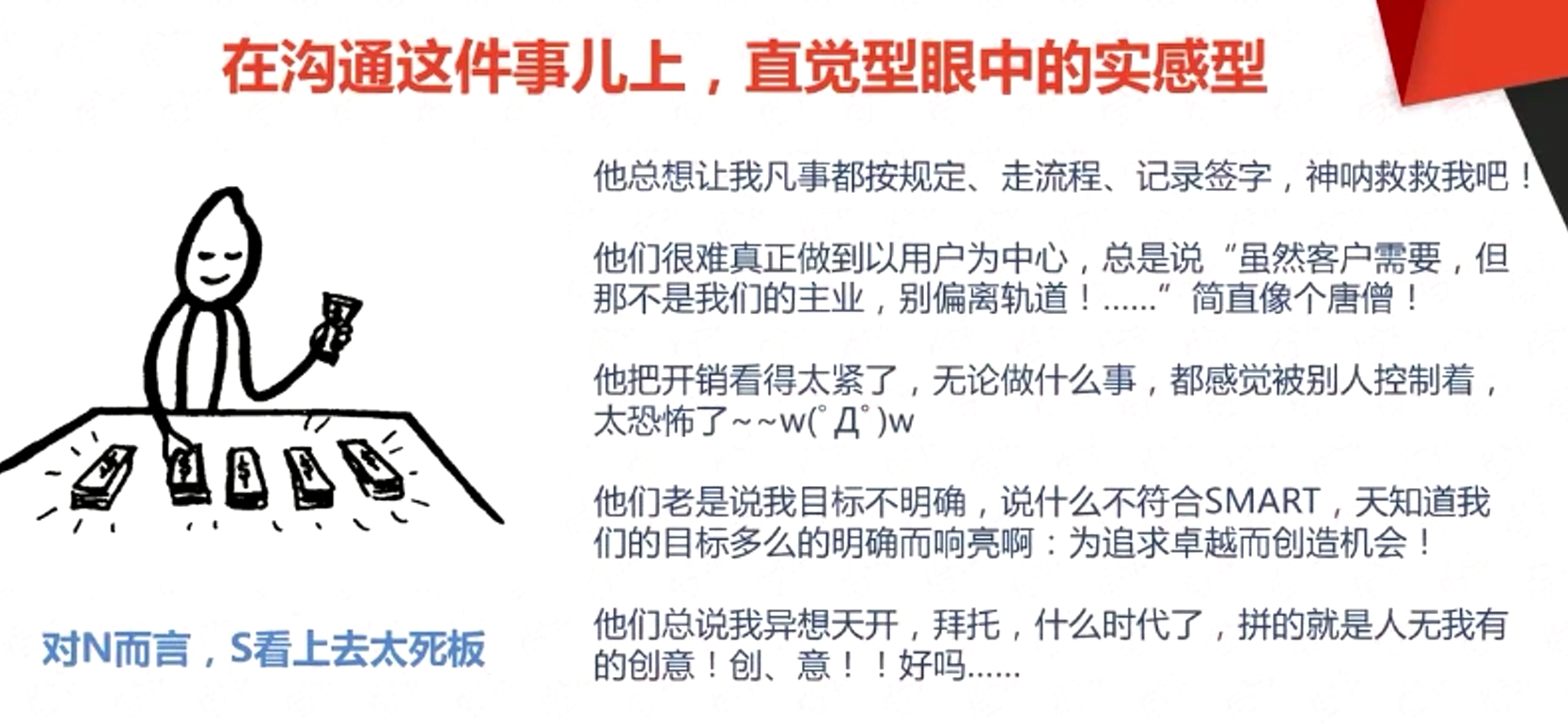 在溝通這件事兒上,直覺型眼中的實感型 在溝通這件事兒上,直覺型眼中的實感型