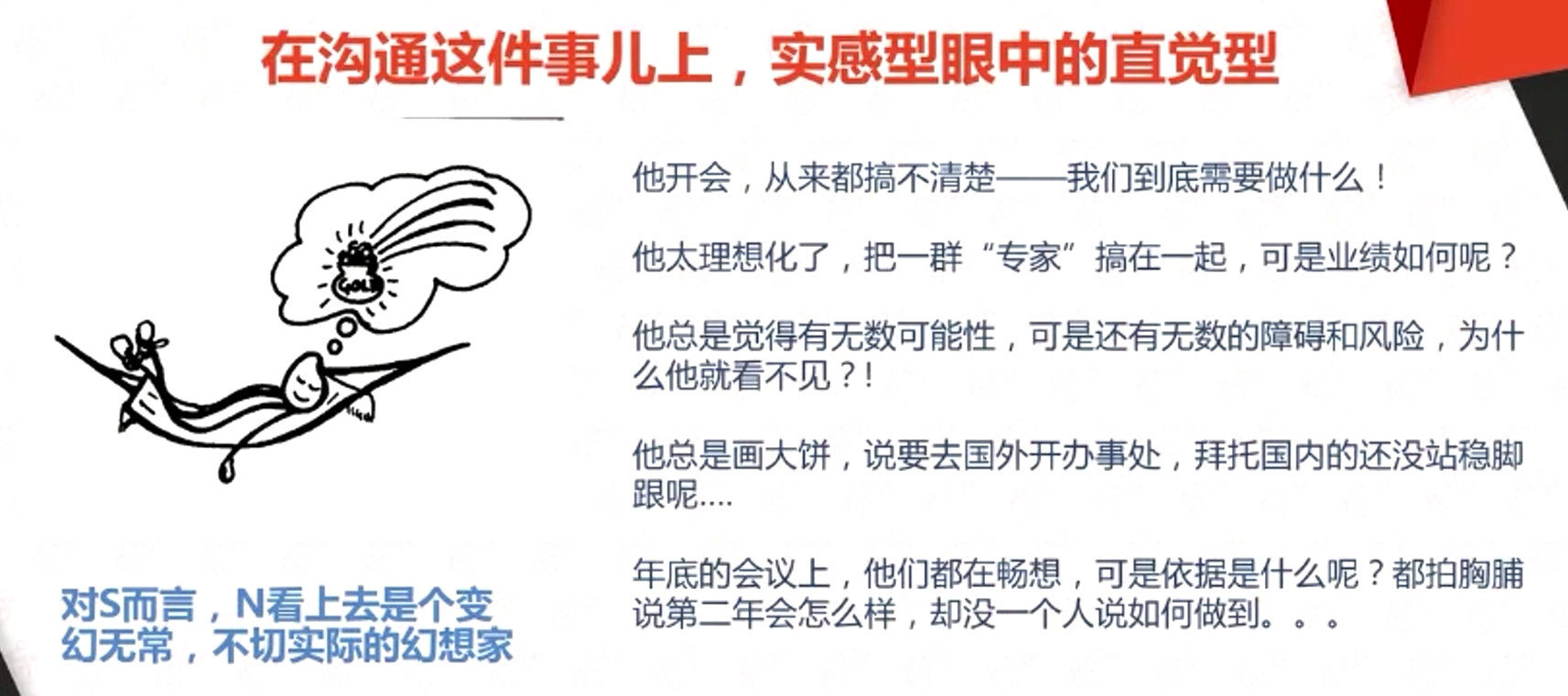 在溝通這件事兒上,實感型眼中的直覺型 在溝通這件事兒上,實感型眼中的直覺型